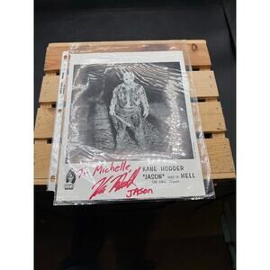 Kane Hodder Autographed “Jason Goes to Hell” 8x10 Press Photo- Red sig